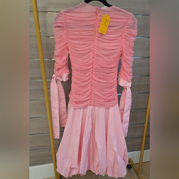 RENAISSANCE Sakura tulle & cotton Ruched Dress with Puff Skirt,Pink Adorable NWT - Picture 8 of 15